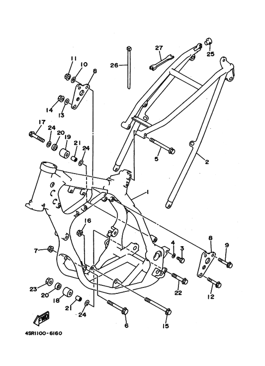 Yamaha 90106-08051 Bolt — shown on the Frame parts diagram