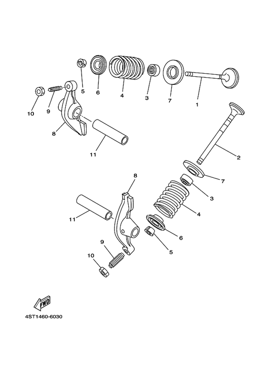 Yamaha 2P2-E2151-00 Arm, Valve Rocker — shown on the Valve parts diagram