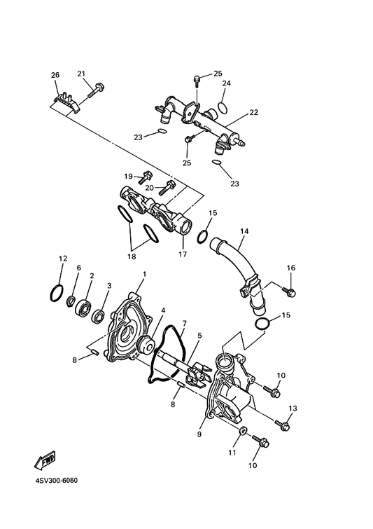 Yamaha 1AE-12439-00 O-Ring — shown on the Water Pump parts diagram