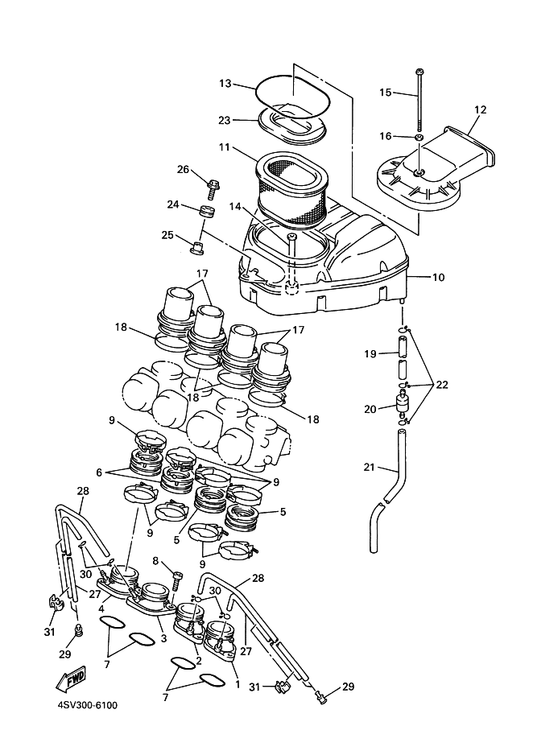 Yamaha 3GM-14451-00 Element, Air Cleaner — shown on the Intake parts diagram
