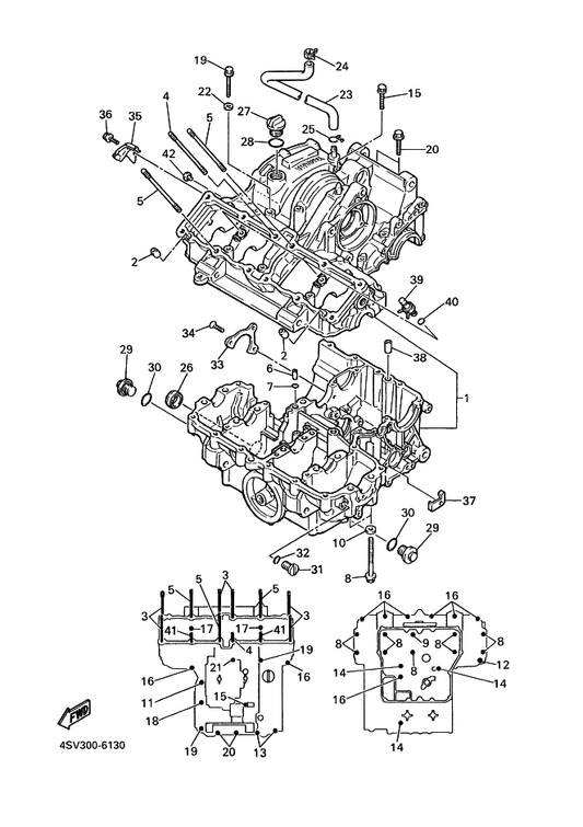 Yamaha 90338-30096 Plug — shown on the Crankcase parts diagram