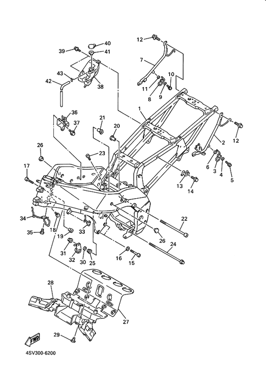 Yamaha 90109-061F3 . Bolt — shown on the Frame parts diagram