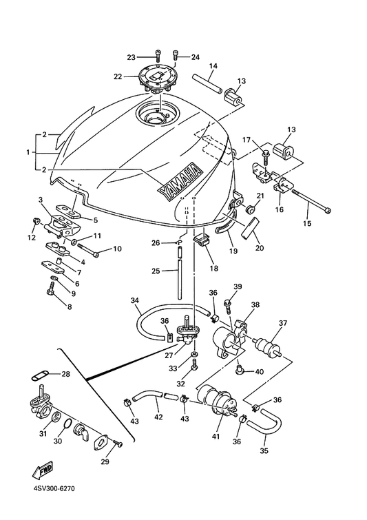 Yamaha 91317-06070 Bolt — shown on the Fuel Tank parts diagram