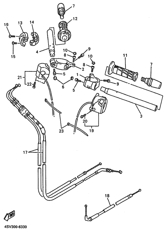 Yamaha 4SV-26112-00 Bar, Handle — shown on the Steering Handle & Cable parts diagram
