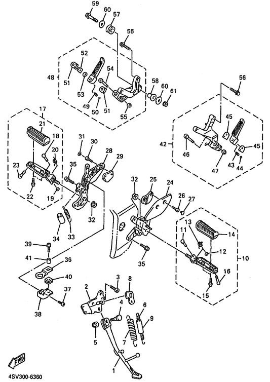 Yamaha 95024-10045 Bolt, Flange — shown on the Stand & Footrest parts diagram