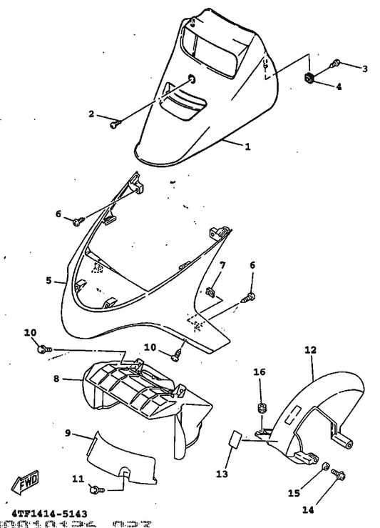 Yamaha 3KW-F139X-00 Damper — shown on the Front Fender parts diagram