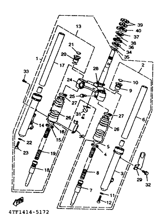 Yamaha 3UH-F3145-00 . Oil Seal — shown on the Front Fork parts diagram
