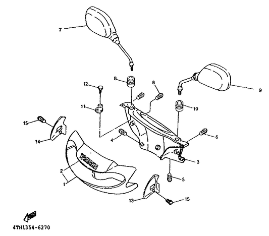 Yamaha 4NB-26280-00 Rear View Mirror Assy(Left) — shown on the Cowling 1 parts diagram