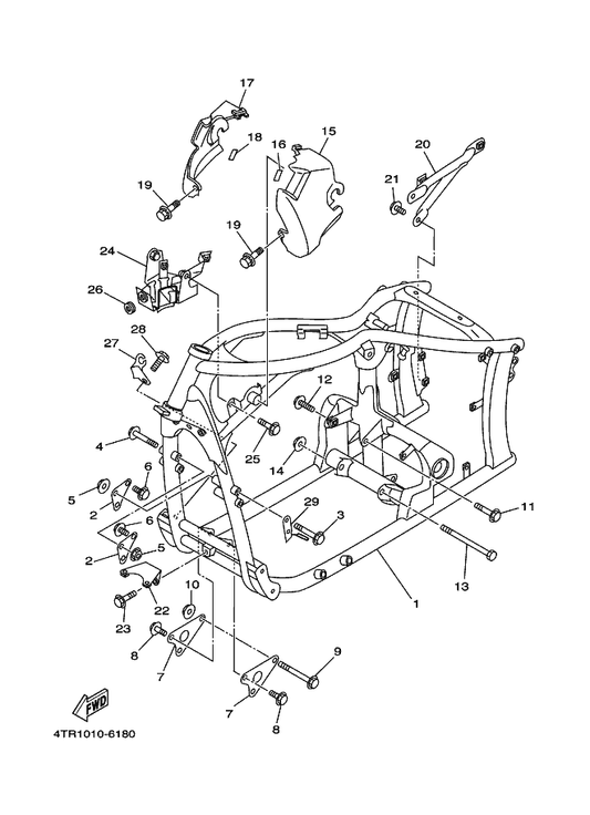 Yamaha 4TR-2171X-00 Cover, Side 6 — shown on the Frame parts diagram