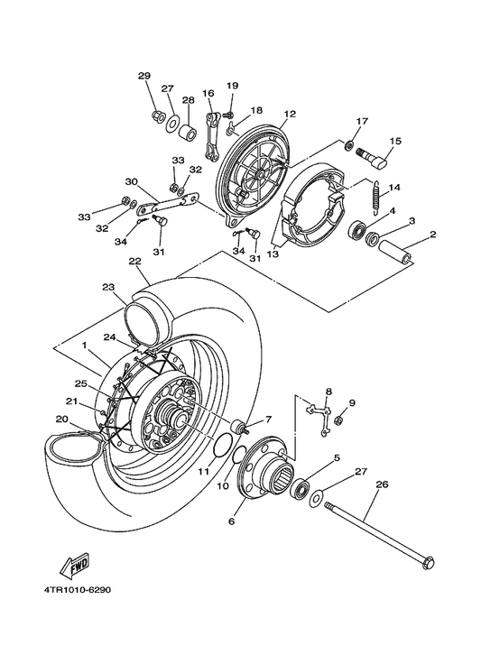 Yamaha 94317-15173 Band, Rim — shown on the Rear Wheel parts diagram
