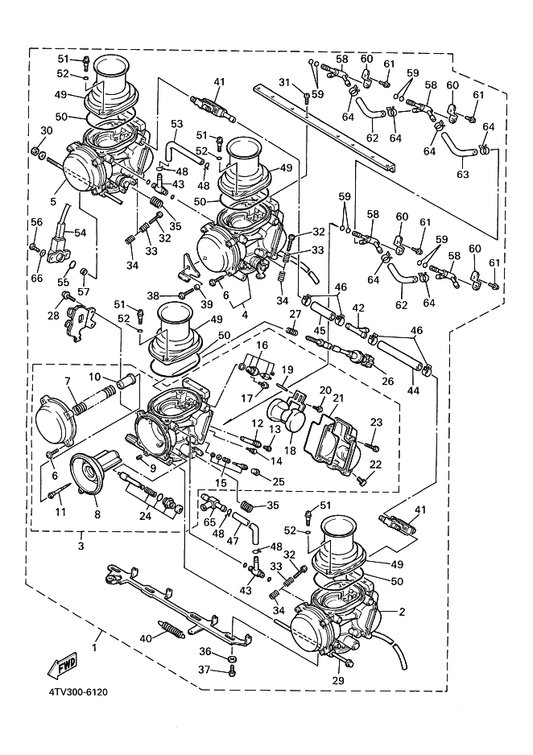 Yamaha 4JH-14245-00 . Screw, Guide — shown on the Carburetor parts diagram