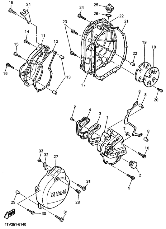 Yamaha 4TV-15462-00 Gasket, Crankcase Cover 3 — shown on the Crankcase Cover 1 parts diagram