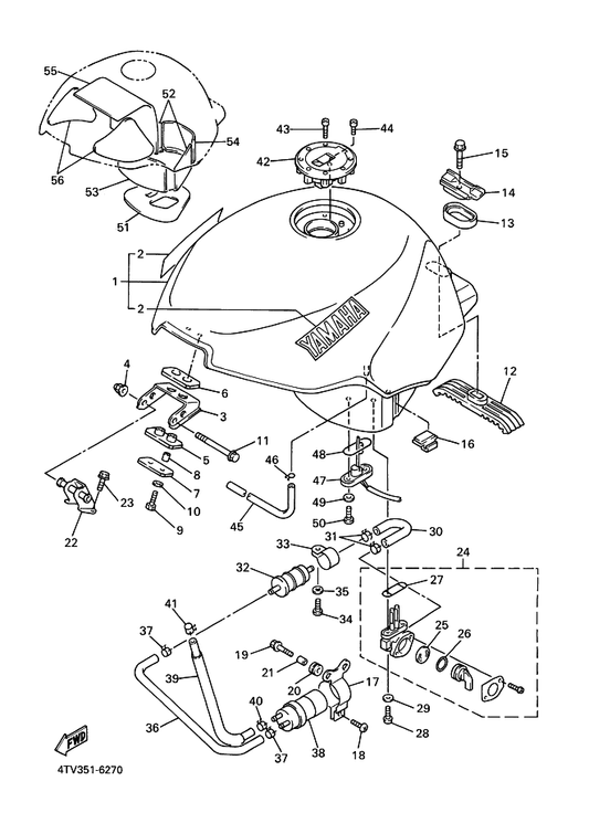Yamaha 2GH-24186-00 Washer, Special — shown on the Fuel Tank parts diagram