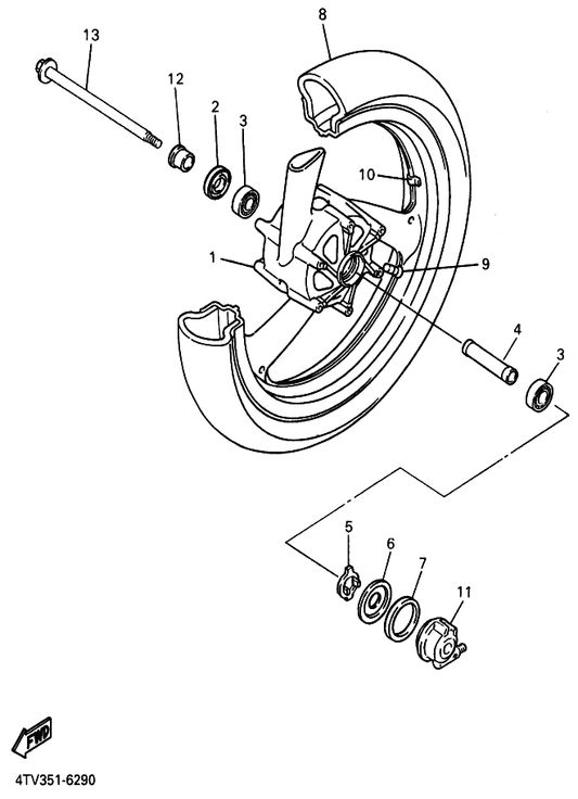 Yamaha 93102-23252 Oil Seal — shown on the Front Wheel parts diagram