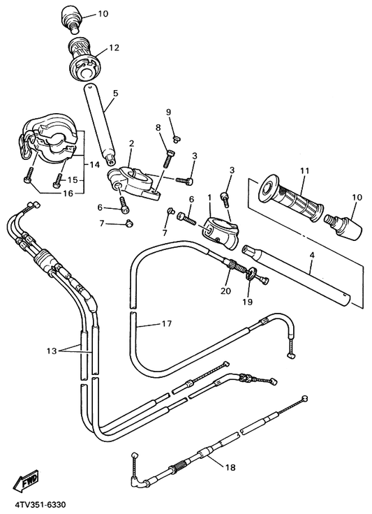 Yamaha 4JH-26335-11 Cable, Clutch — shown on the Steering Handle & Cable parts diagram