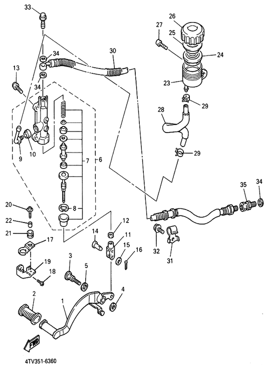 Yamaha 90461-08031 Clamp — shown on the Rear Master Cylinder parts diagram