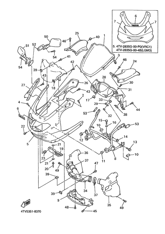 Yamaha 90167-05078 Screw, Tapping — shown on the Cowling 1 parts diagram