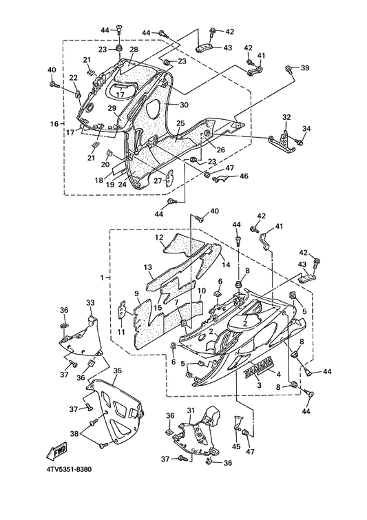 Yamaha 90150-06036 Screw, Round Head — shown on the Cowling 2 parts diagram