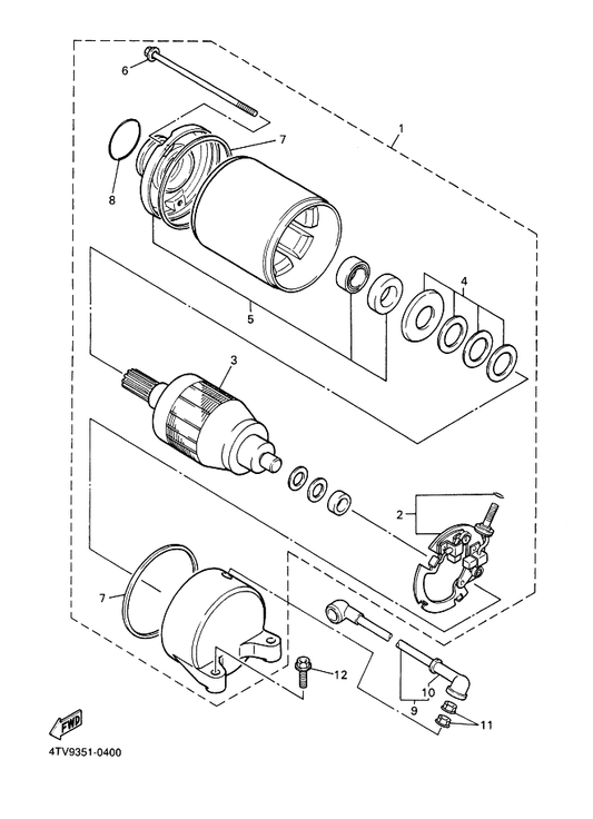 Yamaha 3HE-81890-00 Motor Assy — shown on the Starting Motor parts diagram