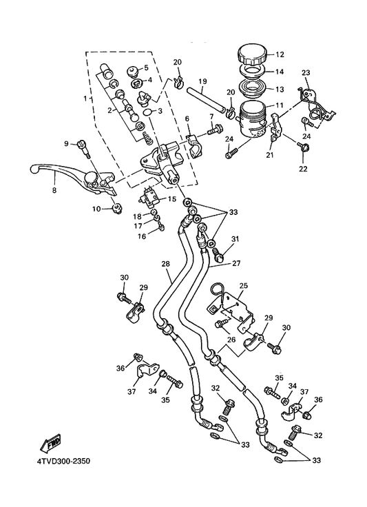 Yamaha 4SV-83922-00 Lever 2 — shown on the Front Master Cylinder parts diagram