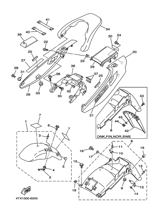 Yamaha 90109-085E2 Bolt — shown on the Fender parts diagram