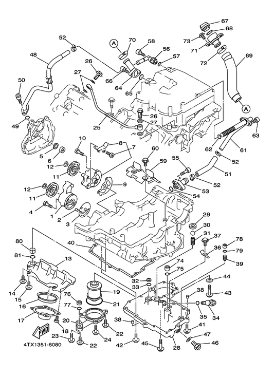 Yamaha 95027-06040 . Bolt, Flange — shown on the Oil Pump parts diagram
