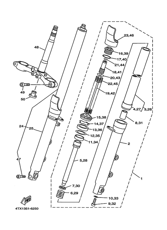 Yamaha 93210-34633 . O-Ring — shown on the Front Fork parts diagram