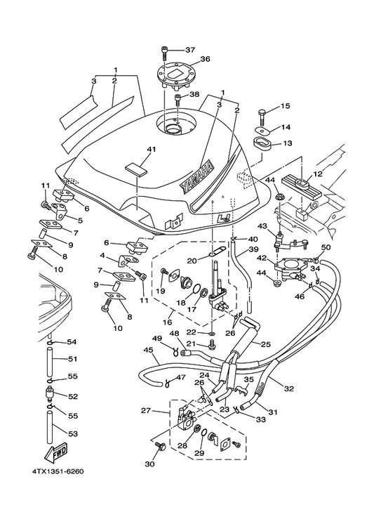 Yamaha 90149-06011 Screw — shown on the Fuel Tank parts diagram