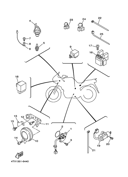 Yamaha 98517-06008 Screw, Pan Head — shown on the Electrical 2 parts diagram