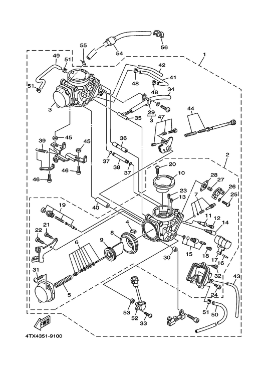Yamaha 4XV-24453-00 . Screw — shown on the Carburetor parts diagram