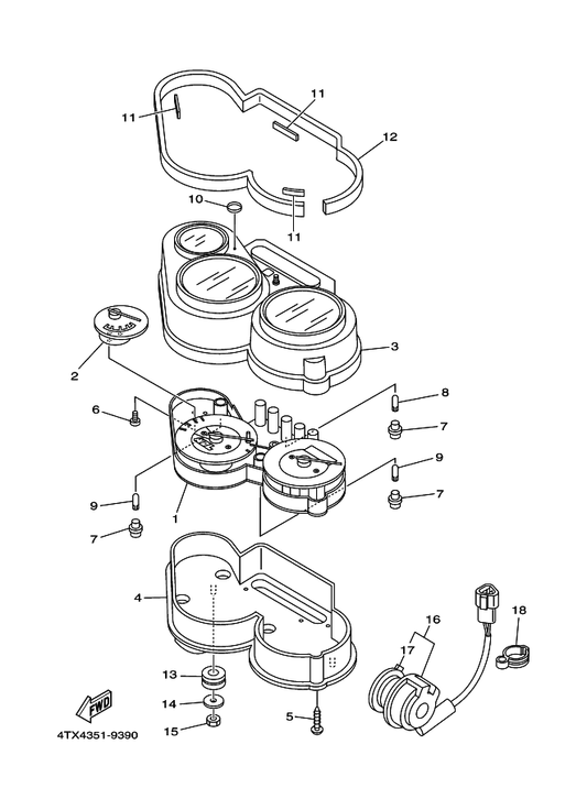Yamaha 4YR-83534-00 . . Socket, Neutral — shown on the Meter parts diagram