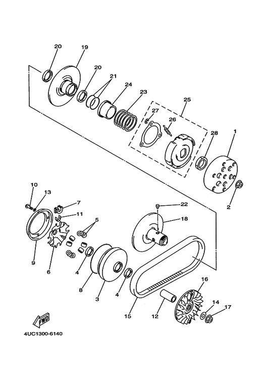 Yamaha 4UC-17620-00 Primary Sliding Sheave Comp. — shown on the Clutch parts diagram