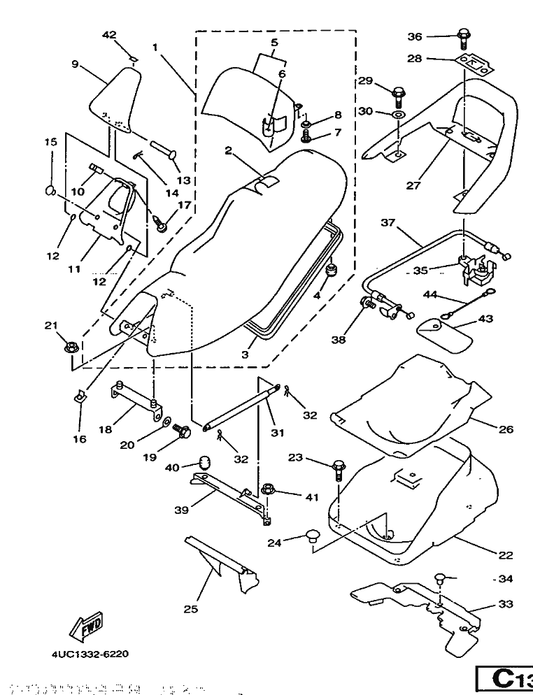 Yamaha 4HC-2473F-01 Cover, Seat Comp. — shown on the Seat parts diagram