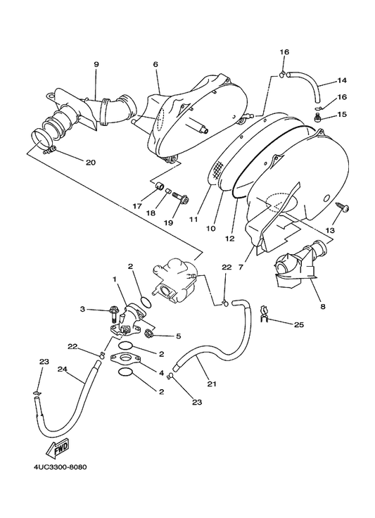 Yamaha 4HC-14451-00 Element, Air Cleaner — shown on the Intake parts diagram