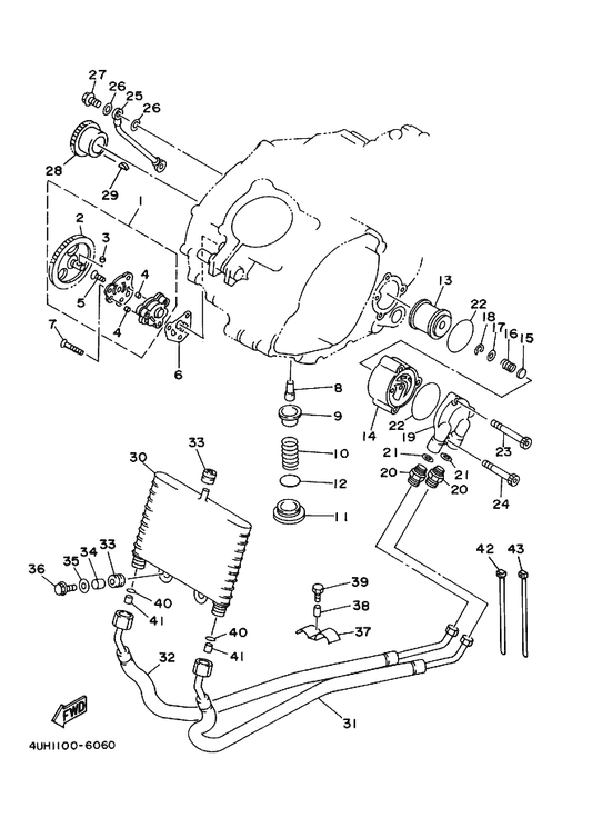 Yamaha 90462-10066 Clamp — shown on the Oil Pump parts diagram