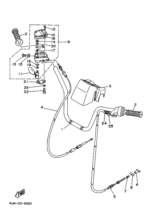 Yamaha 4SH-26341-00 Cable, Brake — shown on the Steering Handle & Cable parts diagram