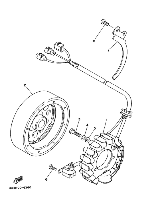 Yamaha 3HN-85510-10 Stator Assy — shown on the Generator parts diagram