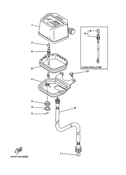 Yamaha 4SH-83519-00 Bracket, Meter — shown on the Meter parts diagram