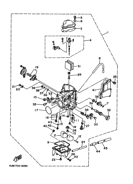 Yamaha 4UM-14141-36 . Nozzle, Main — shown on the Carburetor parts diagram