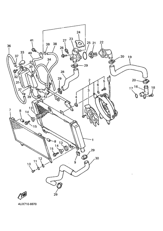 Yamaha 10V-21875-00 Cap — shown on the Radiator & Hose parts diagram