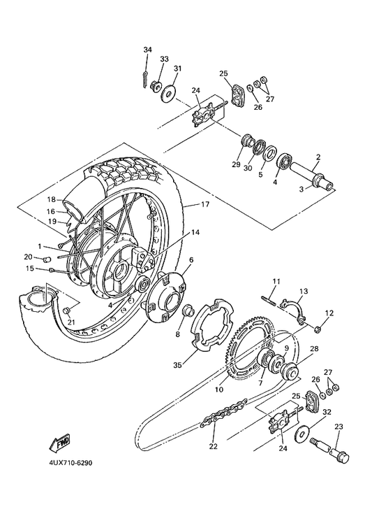 Yamaha 3YF-25364-00 Damper — shown on the Rear Wheel parts diagram