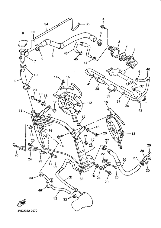 Yamaha 90110-06142 Bolt, Hexagon Socket Head — shown on the Radiator & Hose parts diagram