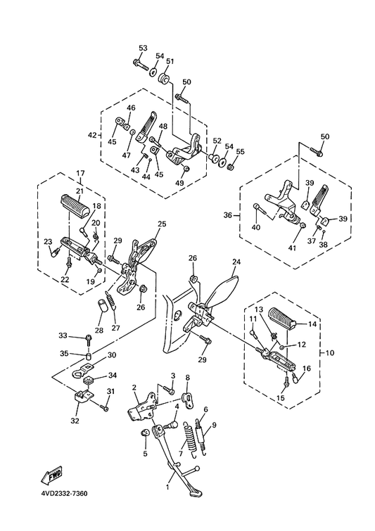Yamaha 4FM-27442-02 Bracket 2 — shown on the Stand & Footrest parts diagram