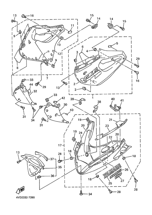 Yamaha 4SV-28372-00 . Damper — shown on the Cowling 2 parts diagram
