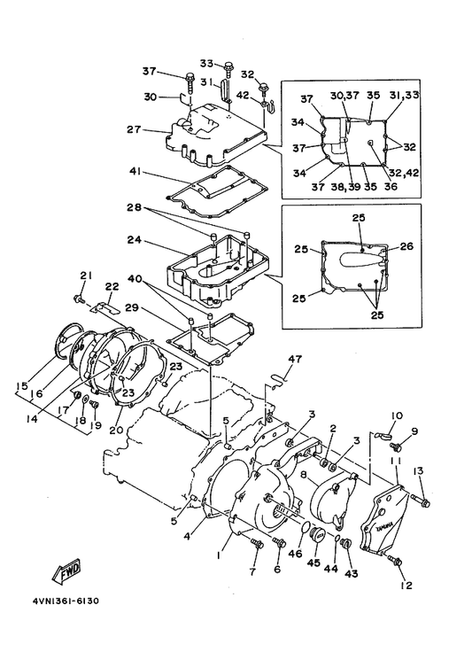Yamaha 95024-06050 Bolt, Flange — shown on the Crankcase Cover 1 parts diagram