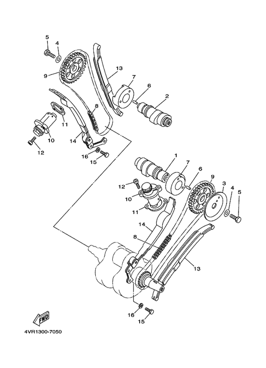 Yamaha 4VR-12231-00 Guide, Stopper 1 — shown on the Camshaft & Chain parts diagram