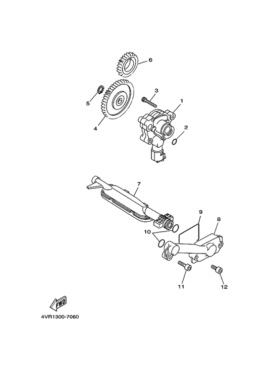 Yamaha 4TR-13410-00 Strainer Housing Assy — shown on the Oil Pump parts diagram