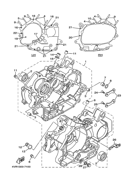 Yamaha 91380-06045 Bolt — shown on the Crankcase parts diagram