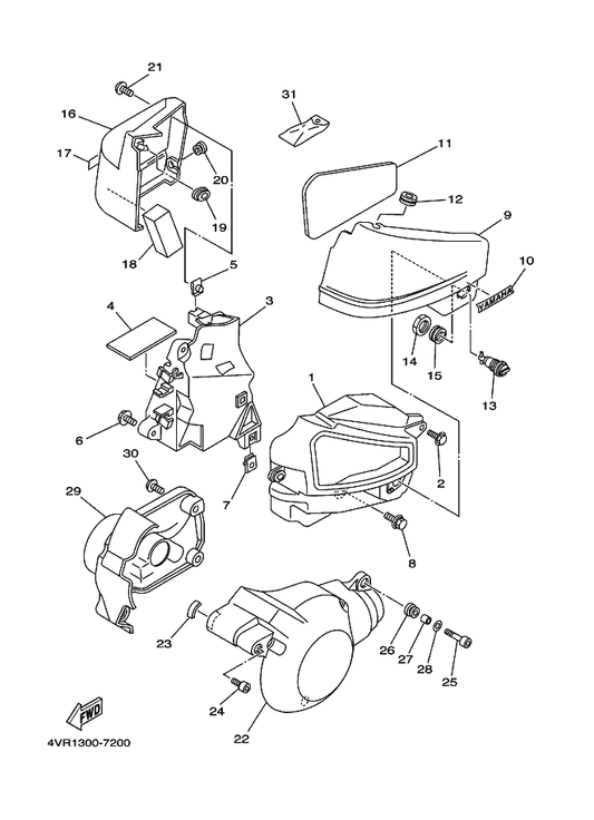 Yamaha 4TR-21721-00 Cover, Side 2 — shown on the Side Cover parts diagram