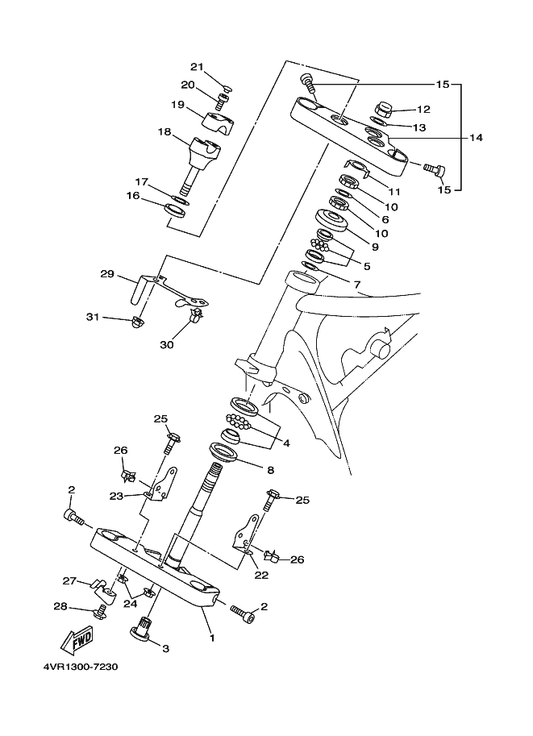 Yamaha 90202-24190 Washer, Plate — shown on the Steering parts diagram